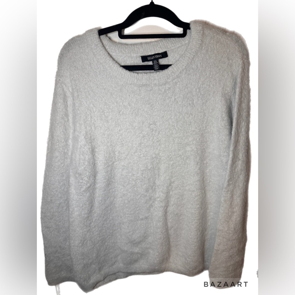 Ellen Tracy White Fuzzy Sweater